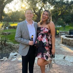 Lulu's Black and Pink Floral Strapless Dress